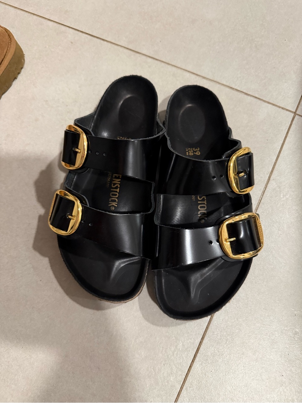 Birkenstock Kids Arizona EVA Sandals in Black with Gold Buckles